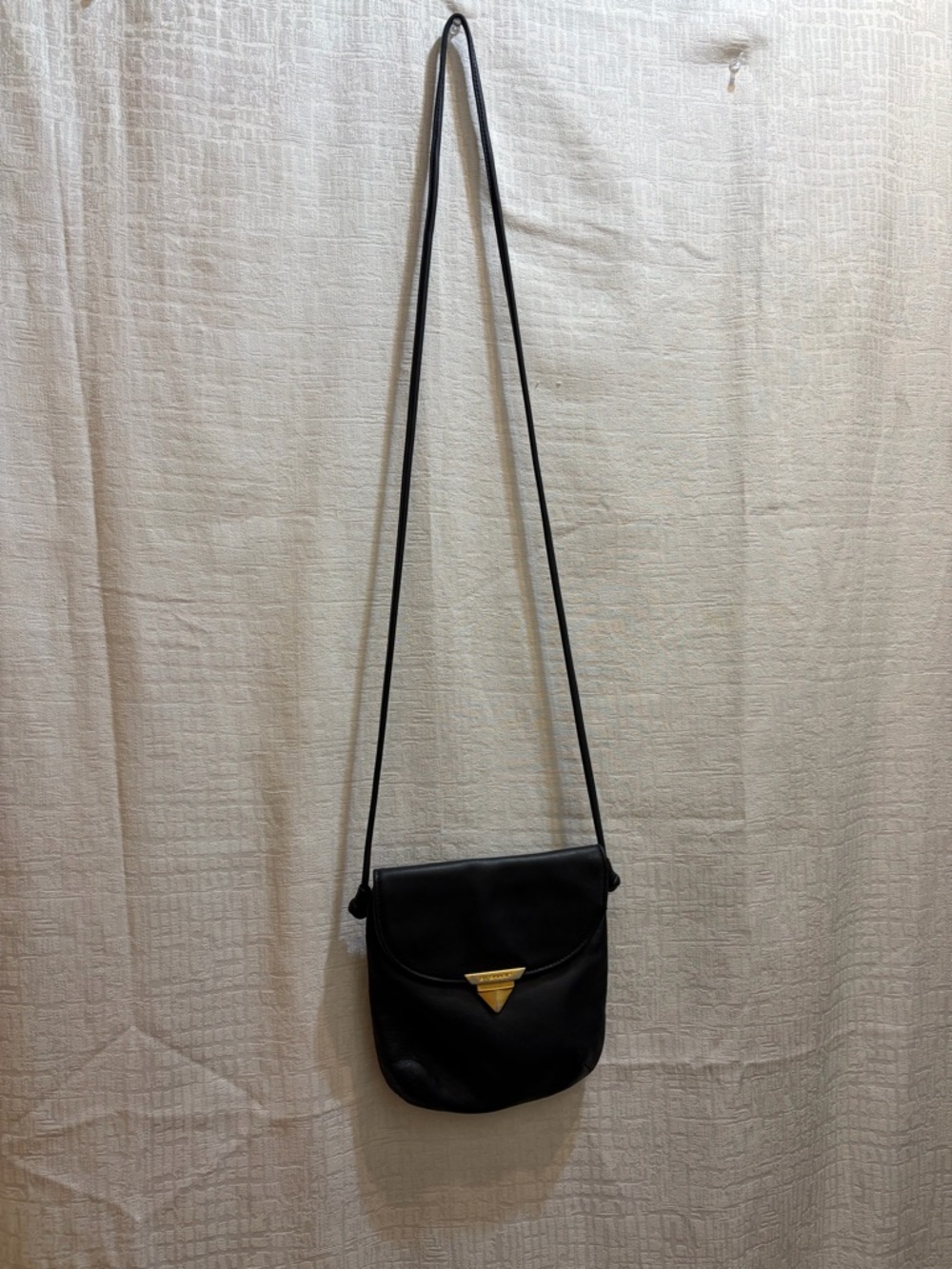 Sharif Black Crossbody Bag with Gold Tone Clasp